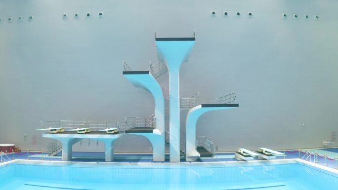 西安奥体中心游泳跳水馆跳水台航拍