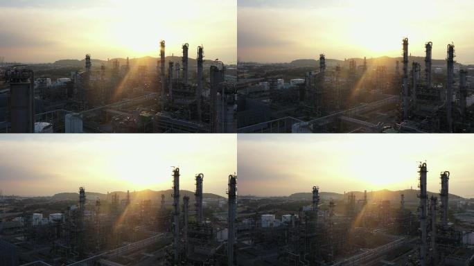 工厂鸟瞰图夕阳下的工厂制造业重工业企业产