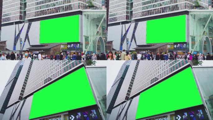 户外LED广告屏绿幕抠像素材 4K