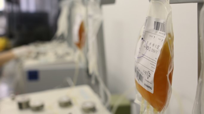 在实验室从事血液和血浆过滤工作的年轻护士