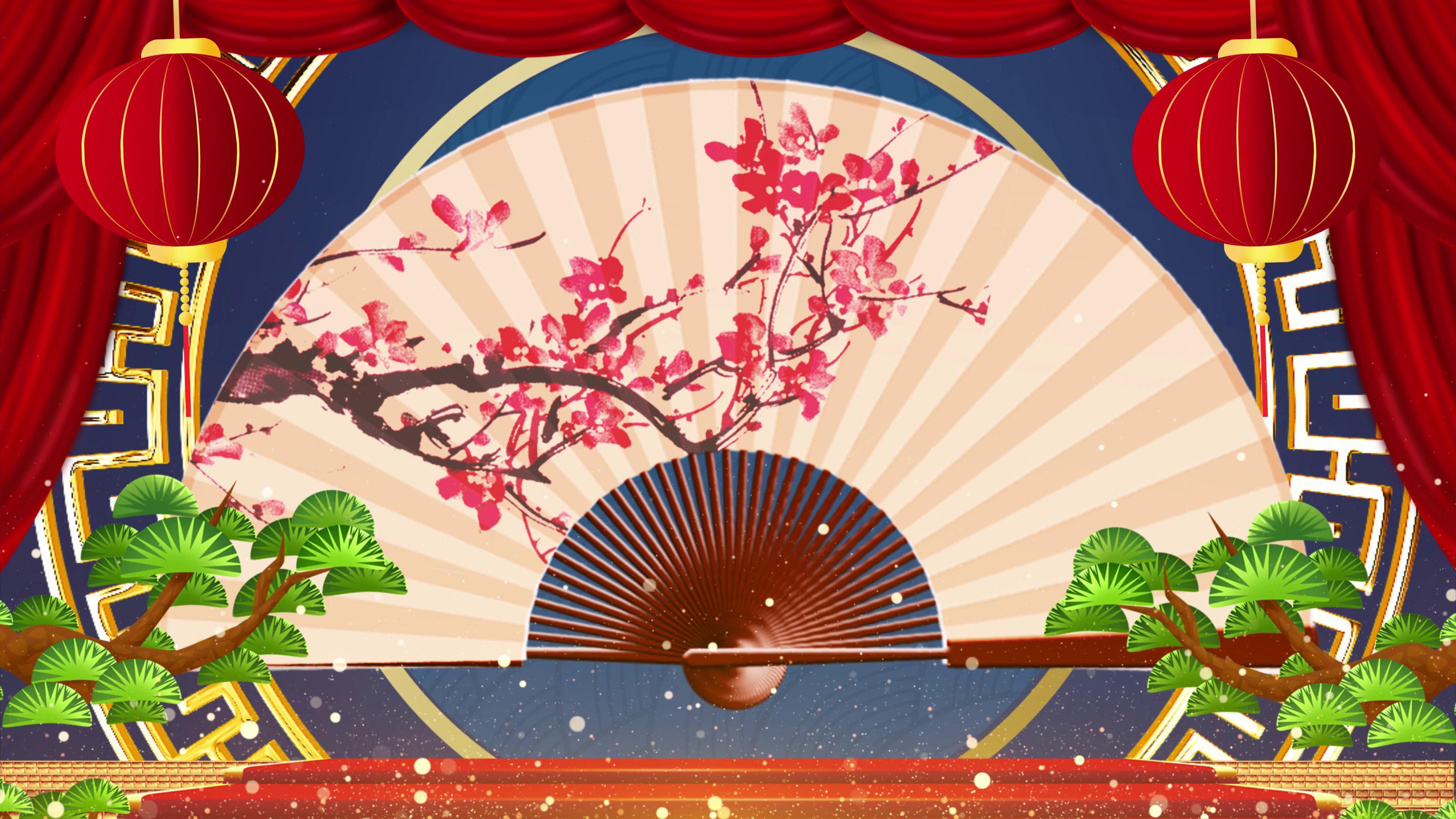 4k中国风新年戏曲舞台背景视频_3840x2160_高清视频素材下载(编号
