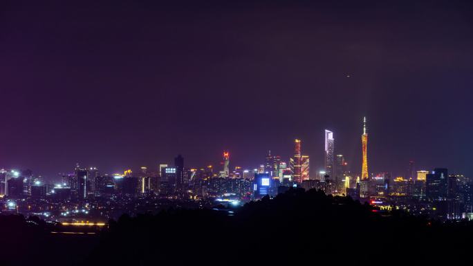 广州城市夜景天际线延时摄影4K