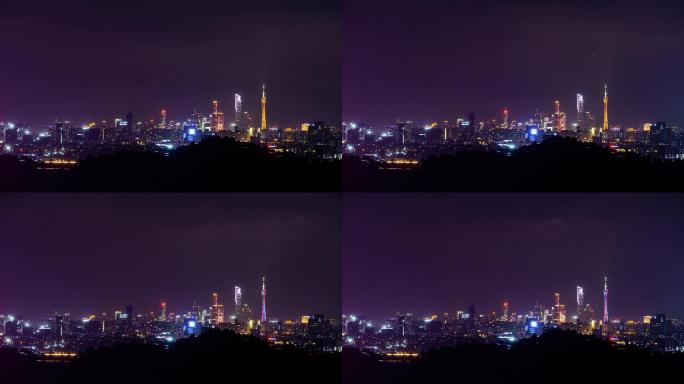 广州城市夜景天际线延时摄影4K