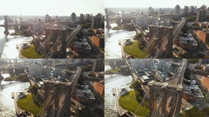 美国纽约布鲁克林大桥和地区鸟瞰图
