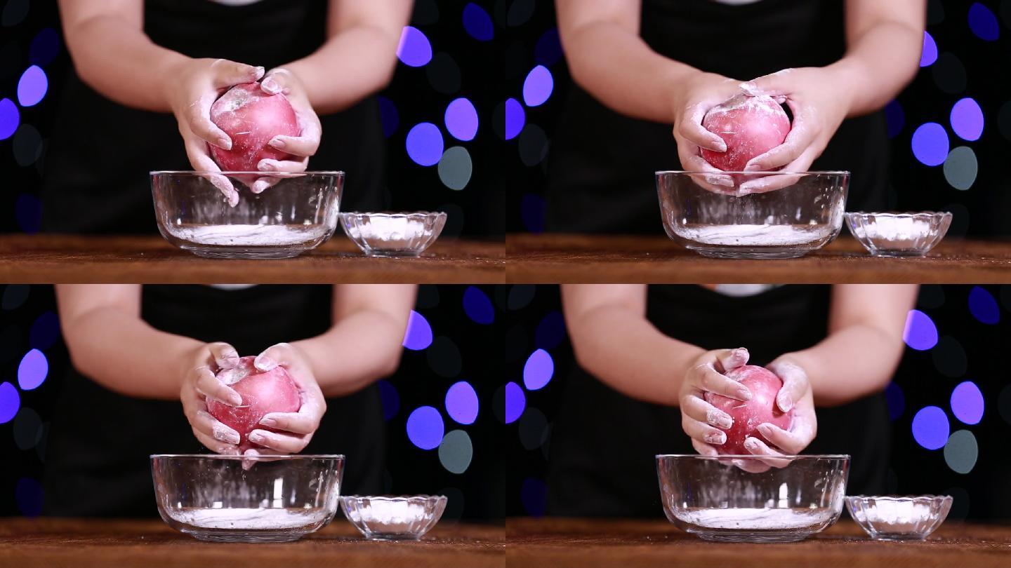 清洁剂面粉果蜡搓洗苹果 (2)