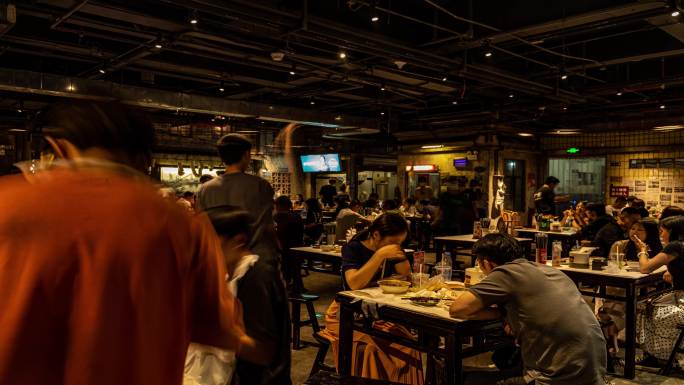 广州太古汇超级文和友餐厅延时摄影4K