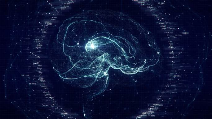 脑部扫描的科技粒子动画