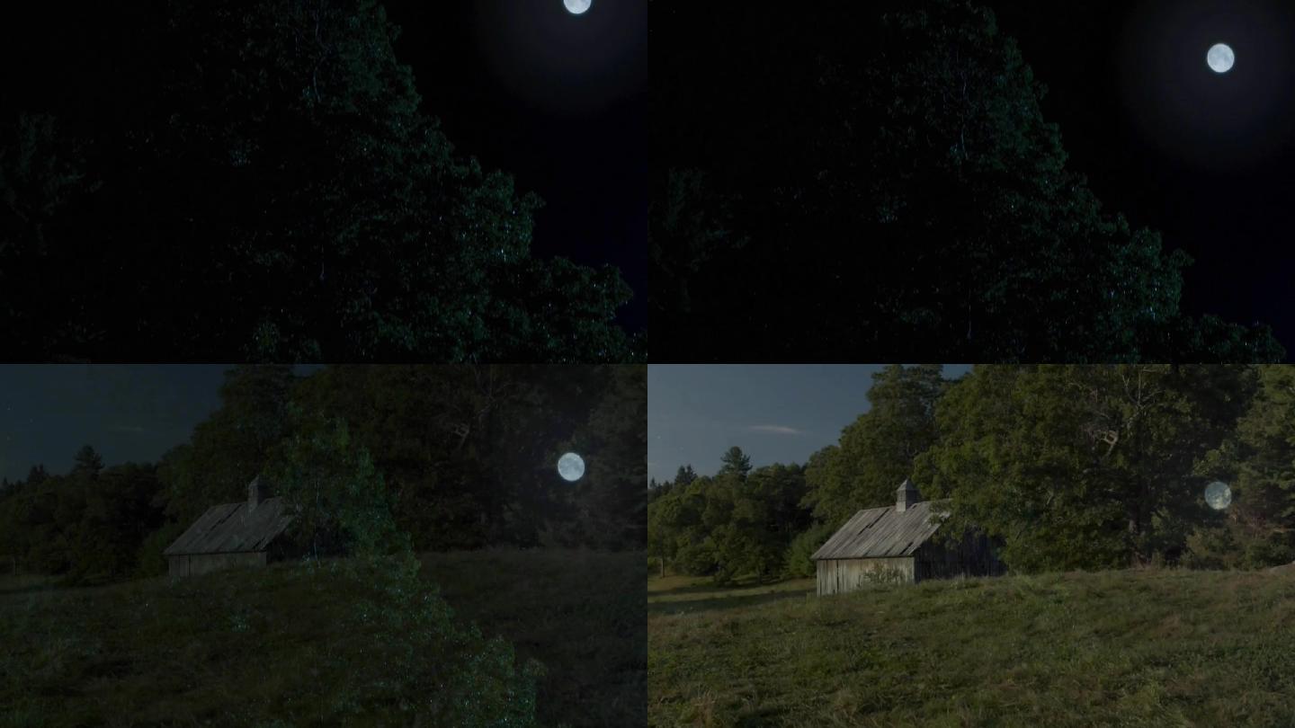 乡村夜色天空中秋月亮野外视频