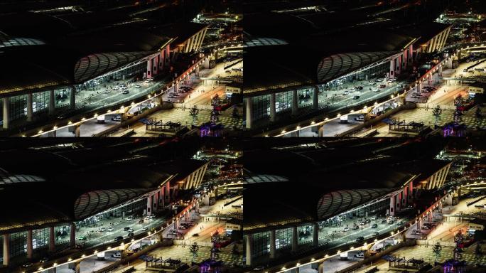广州火车南站高铁进站口繁忙延时摄影4K