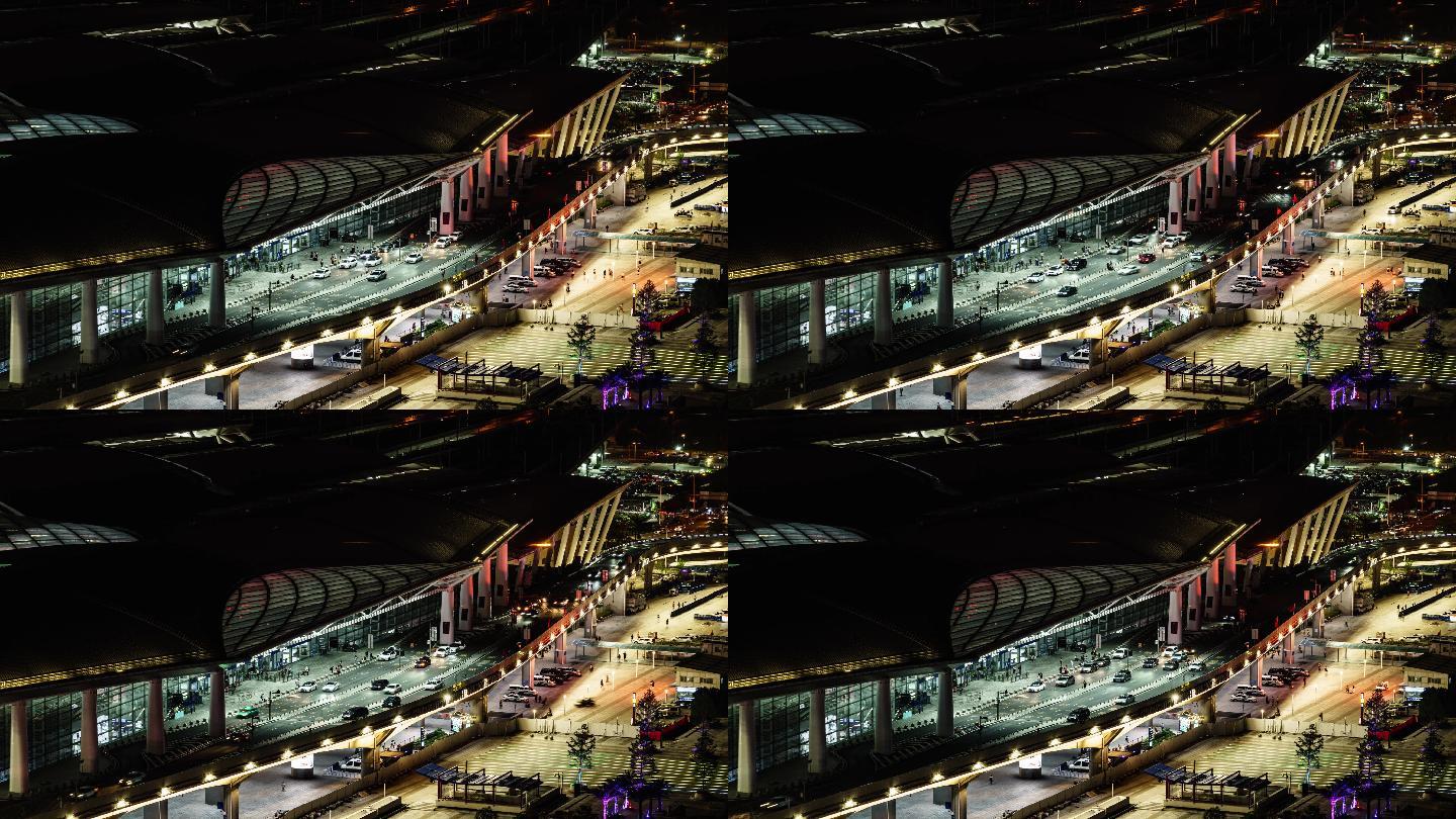 广州火车南站高铁进站口繁忙延时摄影4K