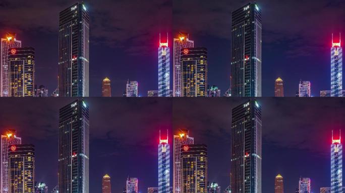 广州天河城中信大厦夜景延时摄影4K