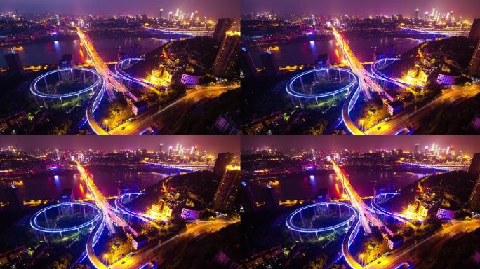 4k重庆环形立交桥复杂立交