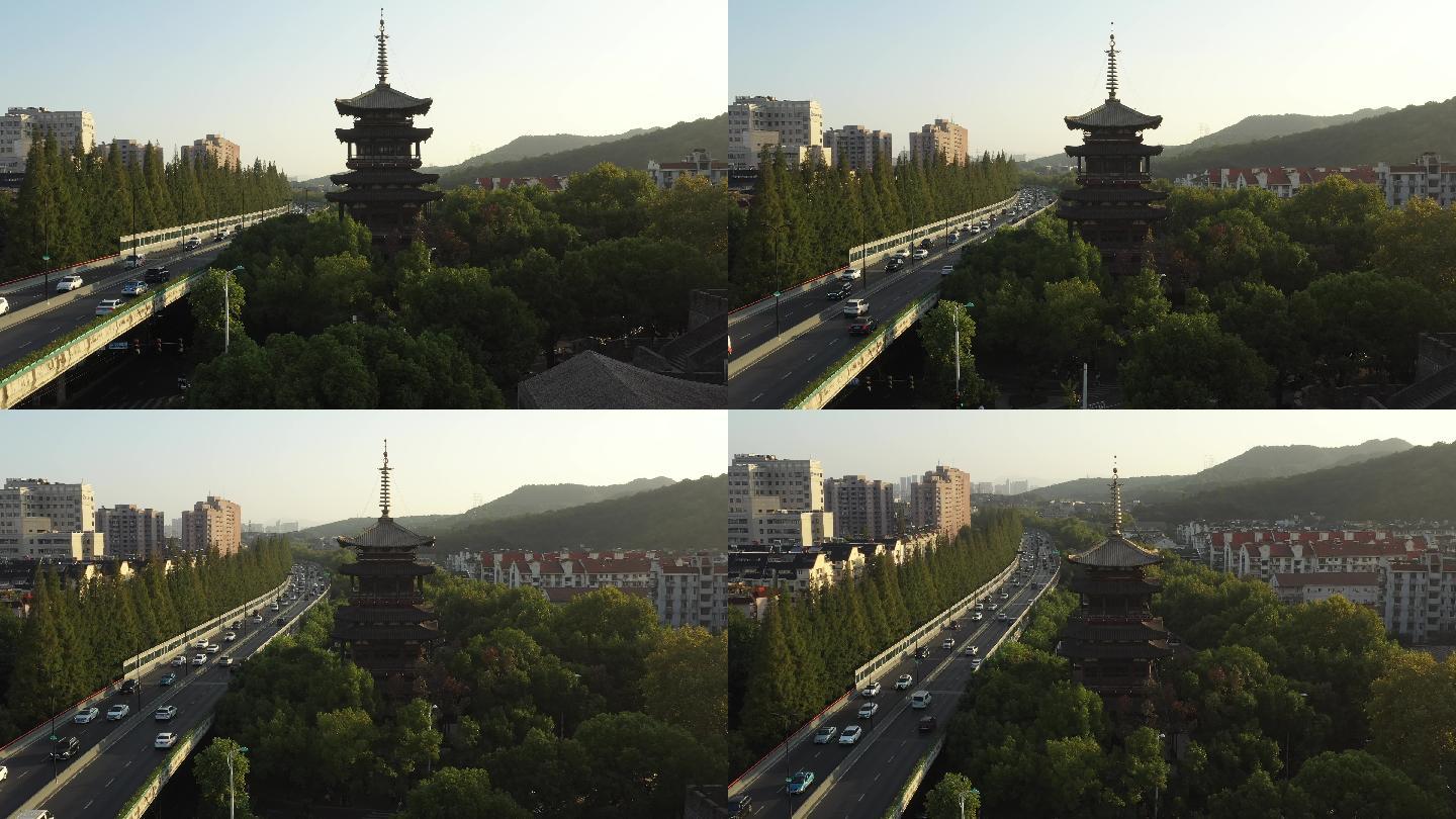 杭州中河高架望仙阁航拍视频素材8