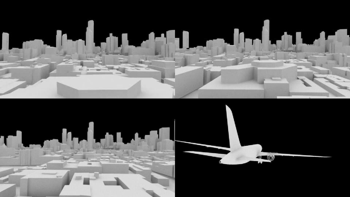 3D原创飞机转场白膜