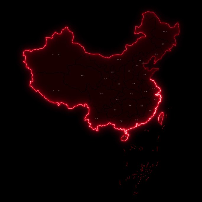 【透明通道】中国地图勾线动画