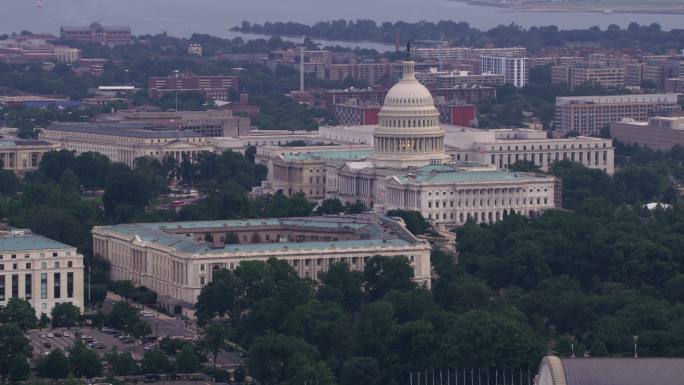 美国国会大厦鸟瞰图。