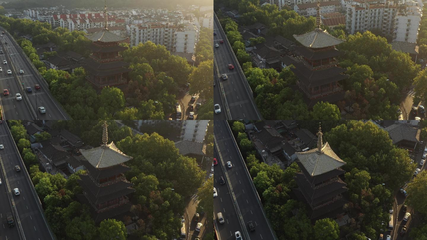 杭州中河高架 望仙阁 航拍视频素材5