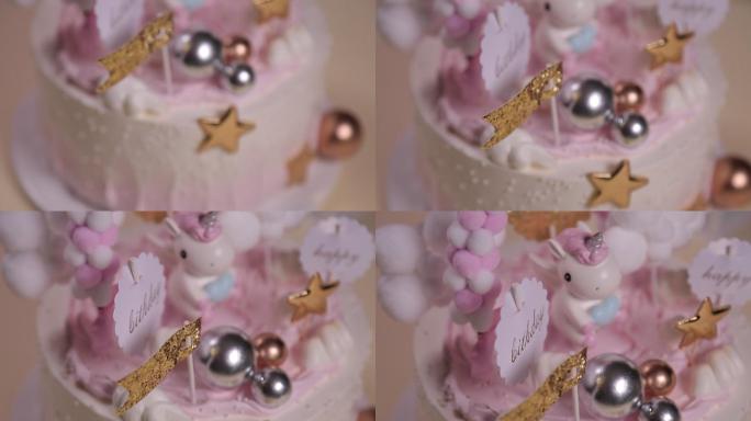 粉红色独角兽奶油生日蛋糕 (9)