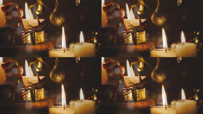 圣诞蜡烛和红色饰品