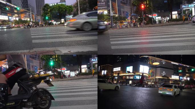 深圳下班高峰期十字路口斑马线行人交通
