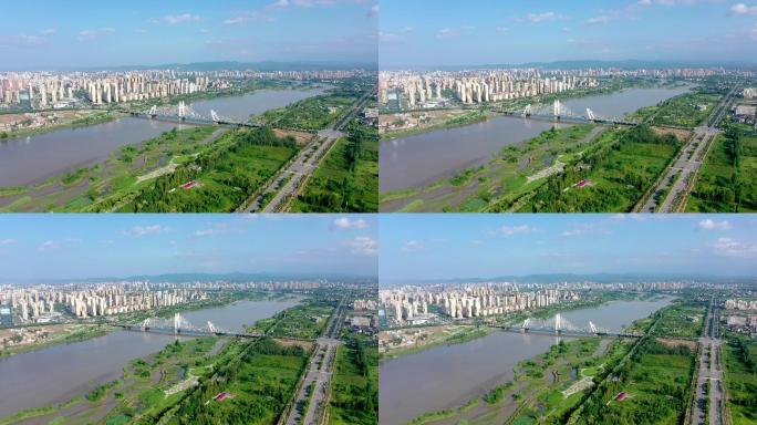 4K航拍陕西汉中汉江城市全景