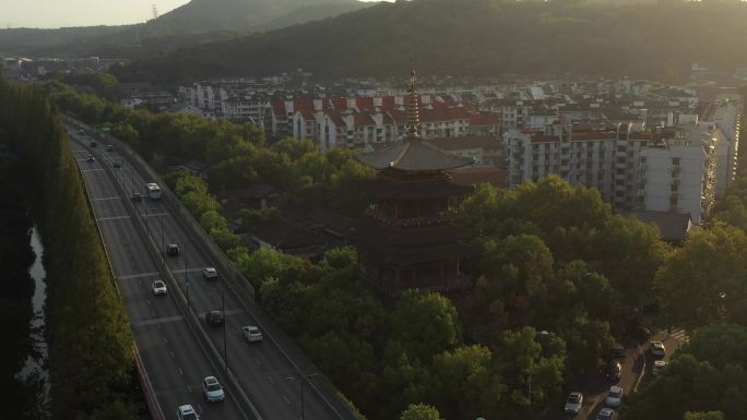 杭州中河高架望仙阁航拍视频素材7