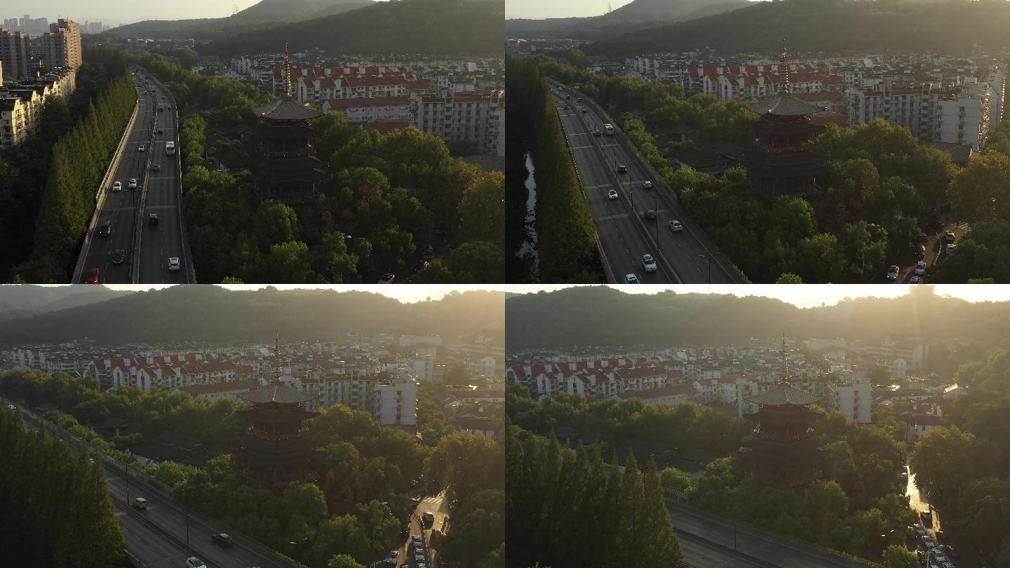 杭州中河高架望仙阁航拍视频素材7