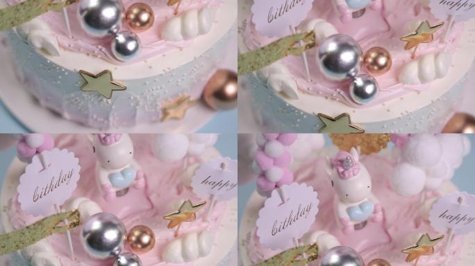 粉红色独角兽奶油生日蛋糕 (13)