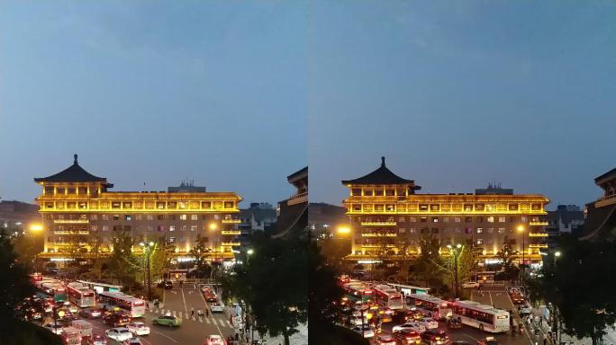 西安城墙手机拍摄车流夜景延时
