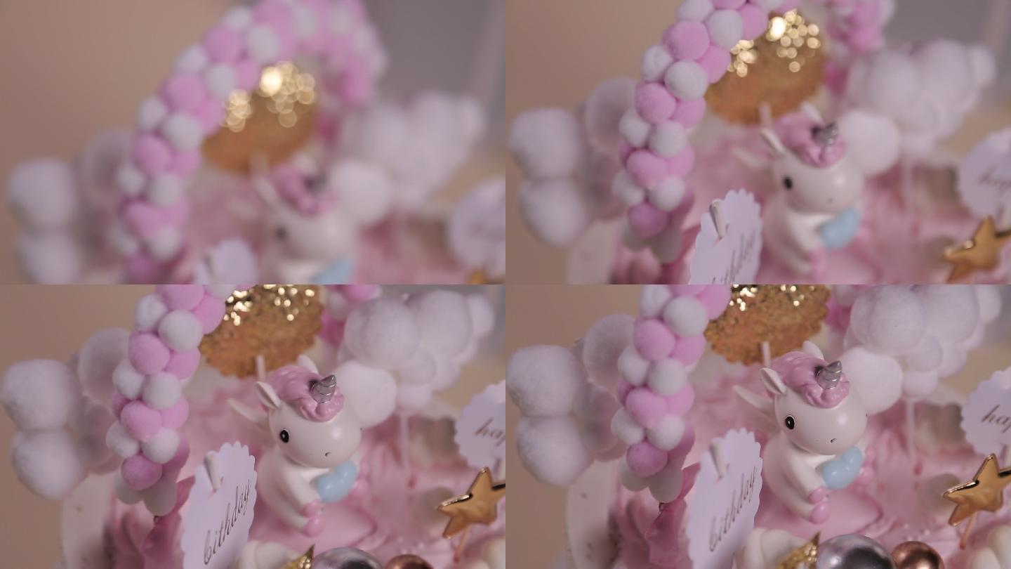 粉红色独角兽奶油生日蛋糕 (7)