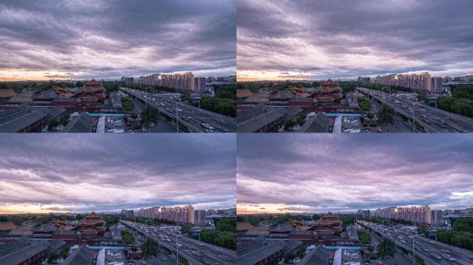 日落时分北京雍和宫延时摄影