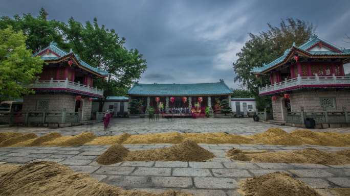 4k深圳天后宫寺庙祭祀铺泥沙延时