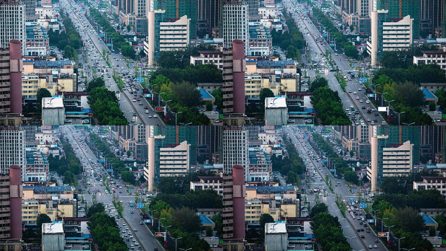 菏泽市人民丹阳路口车流延时摄影
