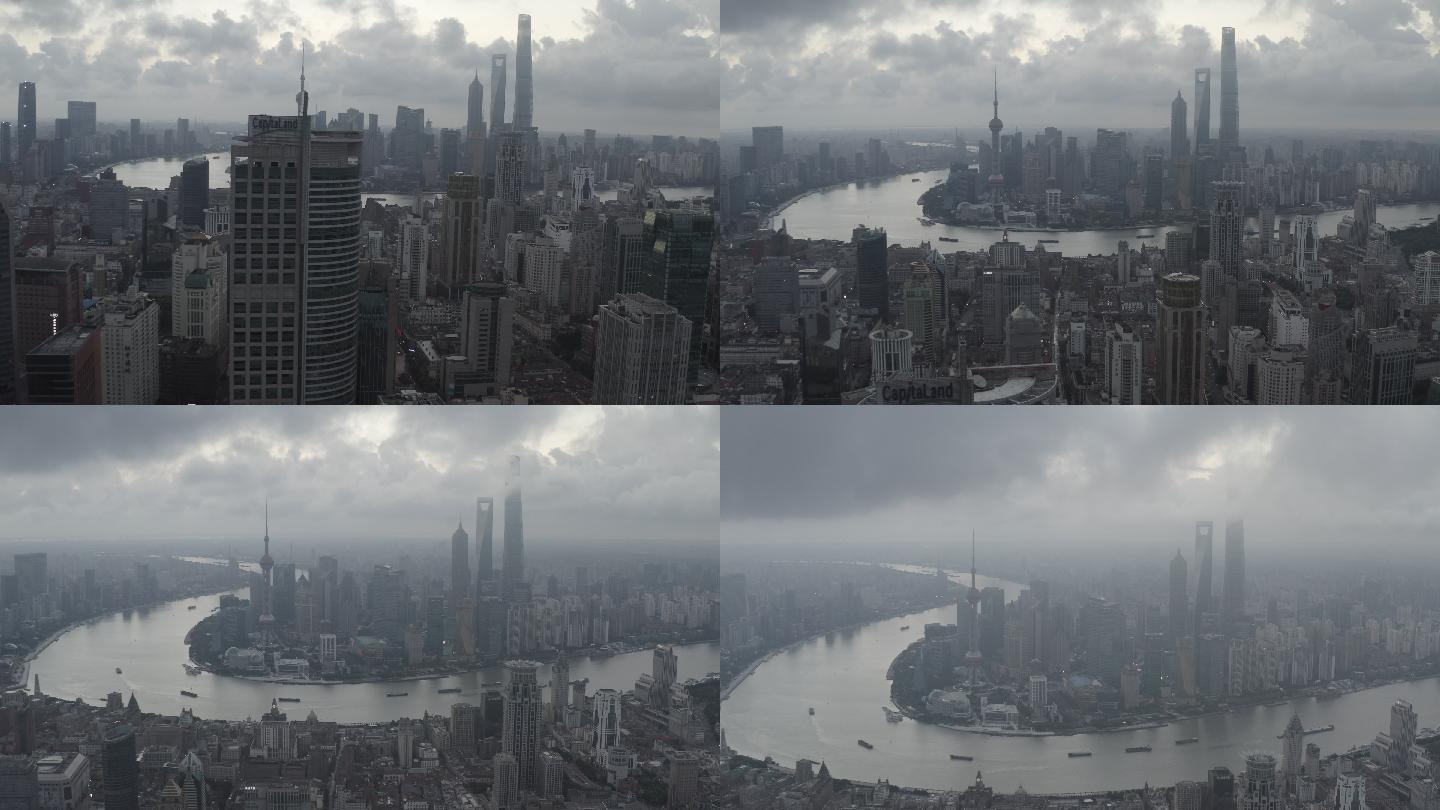 4K-Log-航拍上海城市地标高楼大厦