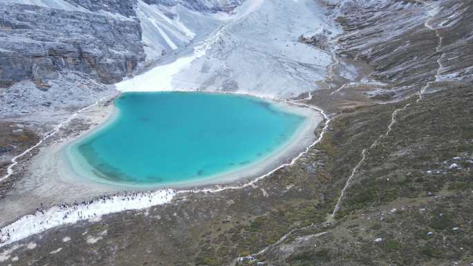 稻城五色湖航拍实景风景宣传视频