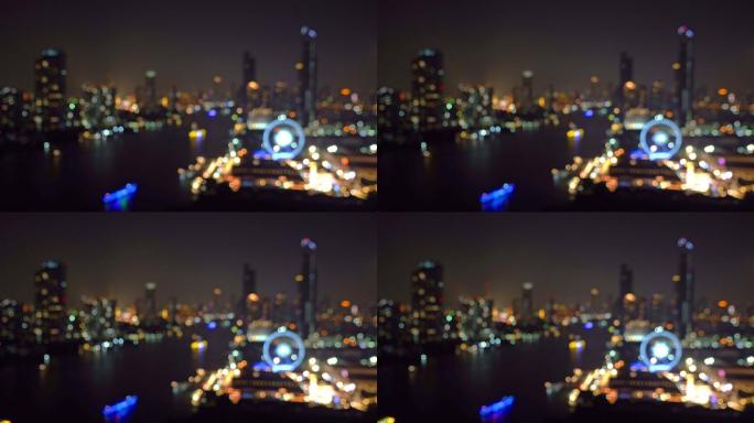 摩天大楼夜间失焦夜景摄影光影交错城市夜色