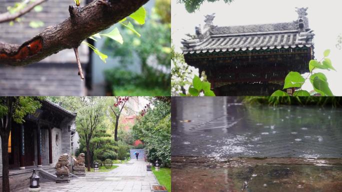 下雨天古建筑