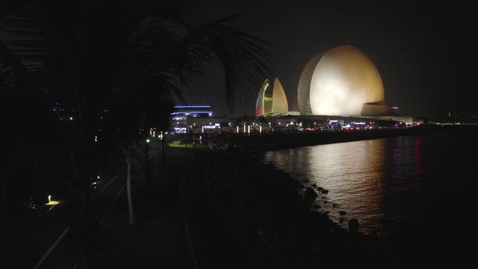 珠海大剧院夜景航拍