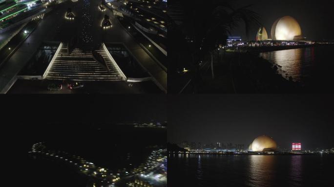 珠海大剧院夜景航拍