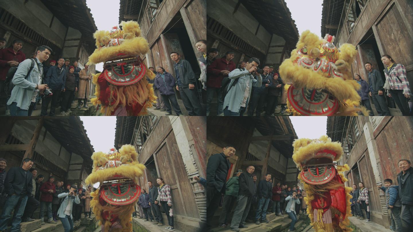 民间艺人在传统节日表演舞狮
