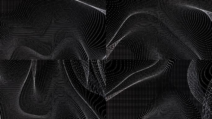 【4K时尚背景】黑白流动抽象几何扭曲空间