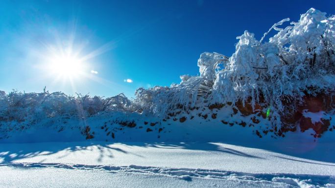 雪地太阳升起