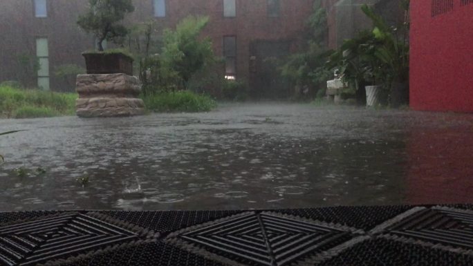 暴雨中的庭院