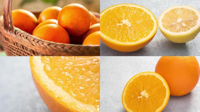 4K超高清水果微距视频 切开的橙子和柠檬