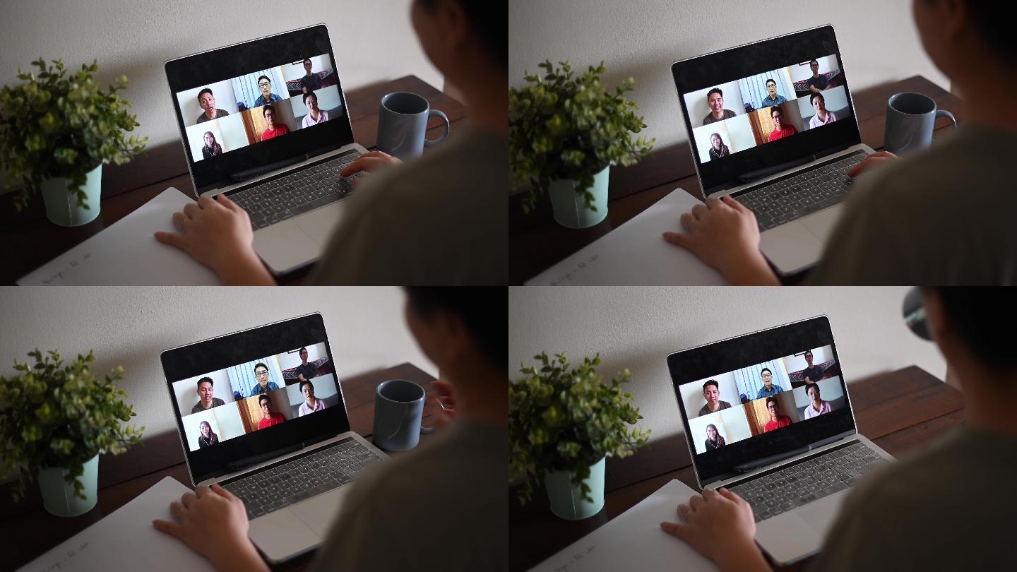 视频会议居家办公疫情隔离现代科技生活