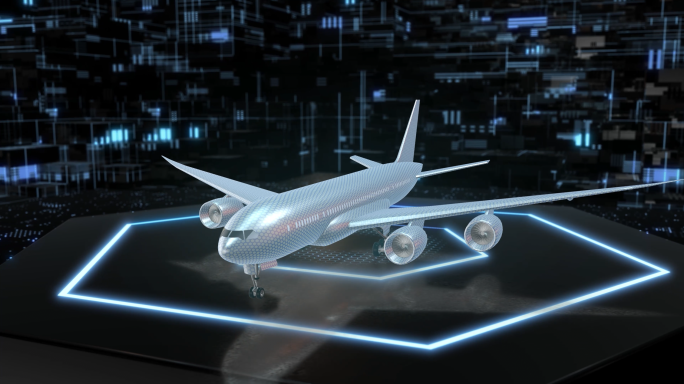 石墨烯超轻飞机新材料科技感4K素材