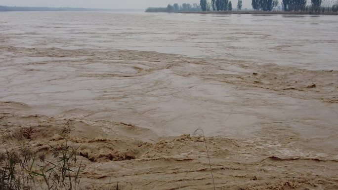 山东济南波涛滚滚的黄河水黄河浪