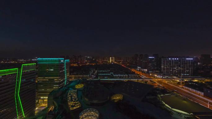 城市楼顶夜景延时