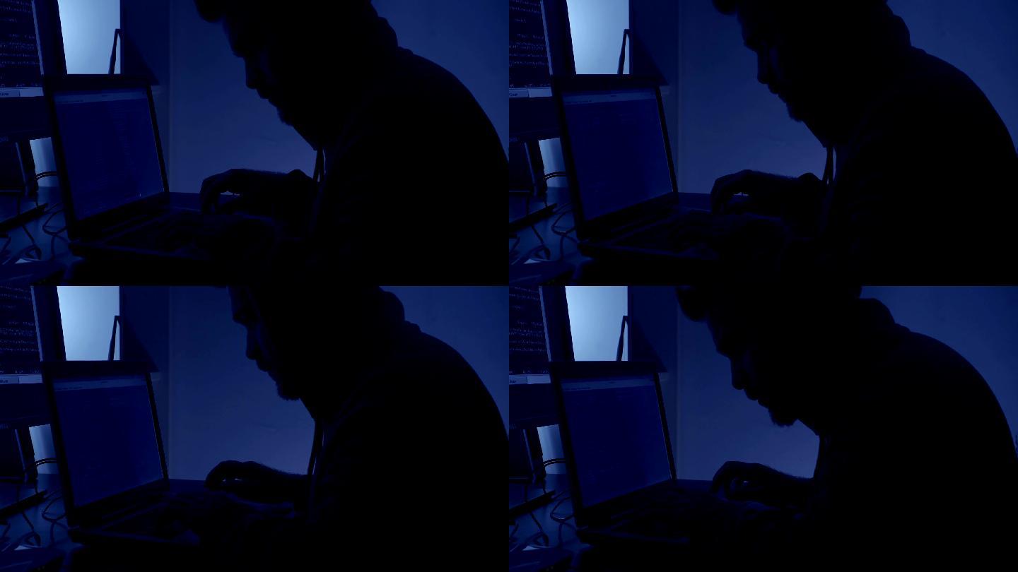 在黑暗中操作计算机的黑客