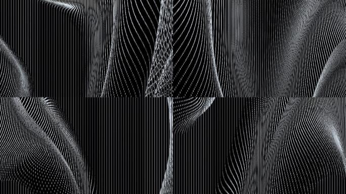 【4K时尚背景】黑白抽象曲线图形弧形空间